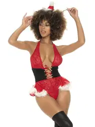 For Dreams Yılbaşı Özel Kırmızı Dantelli Bel Detaylı Fantezi Kostüm For Dreams 8603