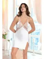 Yırmaçlı Dantel Saten Gecelik İzabel 11000 Beyaz