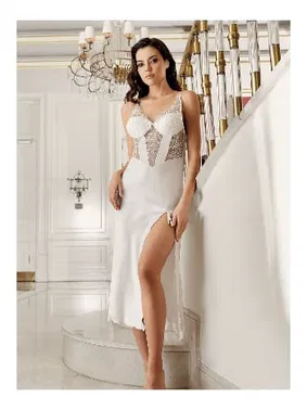 İmaj Yırtmaçlı Kaplı Sabahlıklı Gecelik 2li Çeyizlik Saten Set İmaj 4206 - Alternatif Görünüm