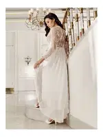 Yırtmaçlı Kaplı Sabahlıklı Gecelik 2li Çeyizlik Saten Set İmaj 4206 Ekru farklı açı