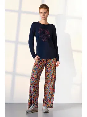 Doreanse Yuvarlak Yaka Uzun Kollu Desenli Cepli Pijama Takımı Doreanse 25K4047