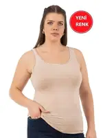 Yuvarlak Yaka Viskon Esnek Yumuşak Kalın Askılı Büyük Beden Örme Kadın Atlet Özkan 25922  Ten görsel 5