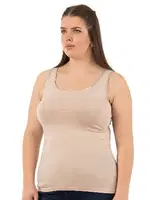 Yuvarlak Yaka Viskon Esnek Yumuşak Kalın Askılı Büyük Beden Örme Kadın Atlet Özkan 25922  Ten görsel 7