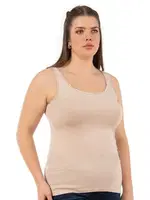 Yuvarlak Yaka Viskon Esnek Yumuşak Kalın Askılı Büyük Beden Örme Kadın Atlet Özkan 25922  Ten görsel 8