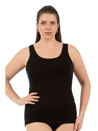 Özkan Yuvarlak Yaka Viskon Esnek Yumuşak Kalın Askılı Büyük Beden Örme Kadın Atlet Özkan 25922 