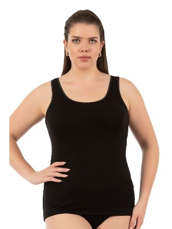 Yuvarlak Yaka Viskon Esnek Yumuşak Kalın Askılı Büyük Beden Örme Kadın Atlet Özkan 25922 