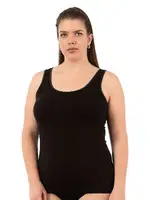 Yuvarlak Yaka Viskon Esnek Yumuşak Kalın Askılı Büyük Beden Örme Kadın Atlet Özkan 25922  Siyah farklı açı