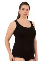 Yuvarlak Yaka Viskon Esnek Yumuşak Kalın Askılı Büyük Beden Örme Kadın Atlet Özkan 25922  Siyah görsel 4