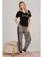 Zebra Uzun Kollu Lady Pijama Takımı 11660 Siyah