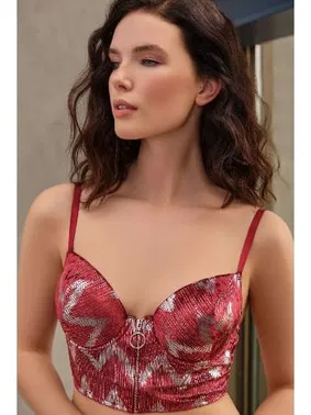 Anıl Zikzak Desenli Büstiyerli Pijama Takımı 4178 Anıl - Alternatif Görünüm