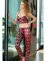 Zikzak Desenli Büstiyerli Pijama Takımı 4178 Anıl Bordo farklı açı