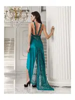 Zümrüt 2li Saten Gecelik Takımı Transparan Dantel İmaj 3204 Yeşil görsel 4