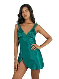 Ahu Lingerie Zümrüt Kısa Saten Gecelik Ahu Primoda 8237