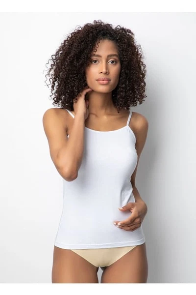 İnce Askılı Likralı Kadın Atlet Beyaz Donex 2008