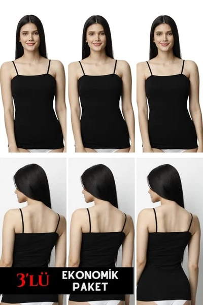 3'lü Kadın İp Askılı Atlet 3350 Donex 3350