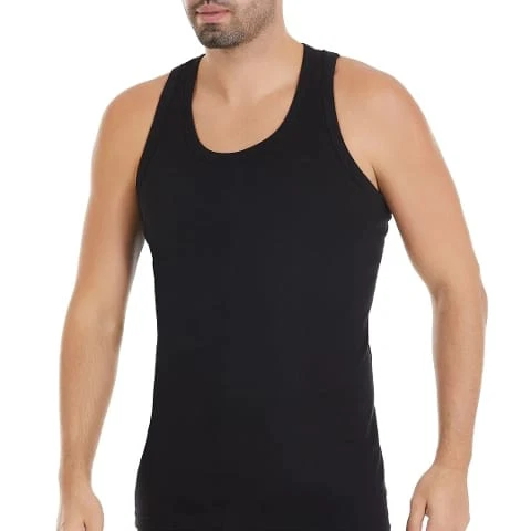 3'lü Paket Pamuk Sporcu Erkek Siyah Ribana Atlet Yıldız 17