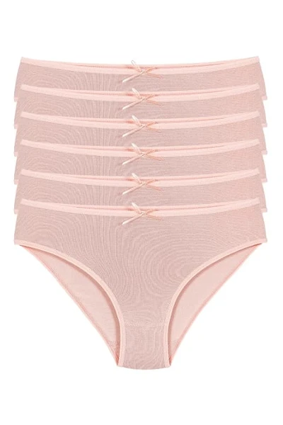 6'lı Paket Bambu Bikini Kadın Pudra Külot Yıldız 3914