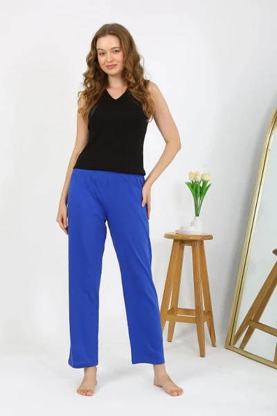 Mavi Penye Düz Tek Alt Kadın Pijama Akbeniz 27538