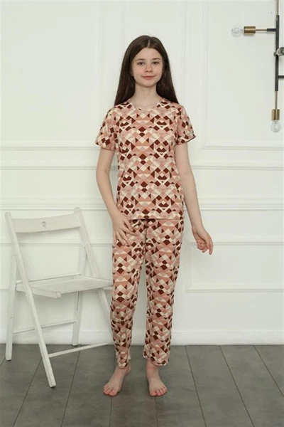 Bisiklet Yaka Kısa Kollu Kız Çocuk Penye Pijama Takım Akbeniz 20396