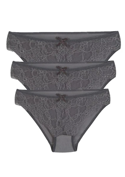 Önü Dantel Pamuklu 3lü Kadın Külot Akbeniz 40254