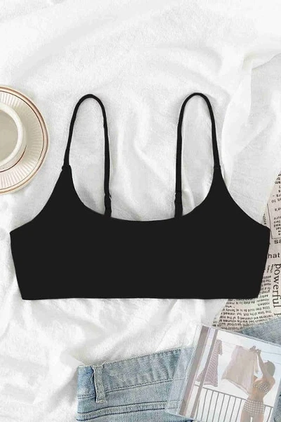 Ayarlanabilir Askılı Tasarım Bikini Üstü Siyah Angelsin 4565