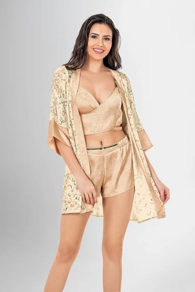 Anvelop Büstiyer 3lü Şort Sabahlık Takımı Ahu Loriva 1937