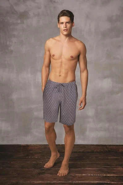 Ayarlanabilir Bel İpli Desenli Gri Erkek Şort Doreanse 4612