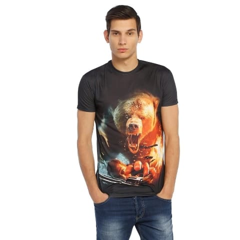 Ayı Desenli Bisiklet Yaka 3D Erkek Tişört Darkzone 8340