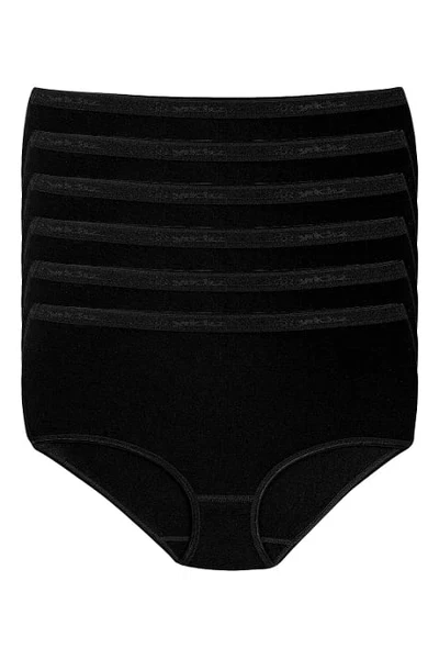 Bambu Kemerli Kadın Siyah 6'lı Paket Bato Külot Yıldız 3946