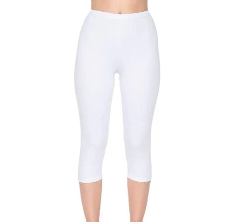 Battal Beden Beyaz 3'lü Paket Likralı Kısa Kadın Tayt Yıldız 3655