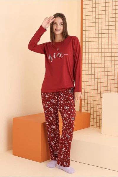Be Nice Bordo Uzun Kol Pijama Takım NBB 68072