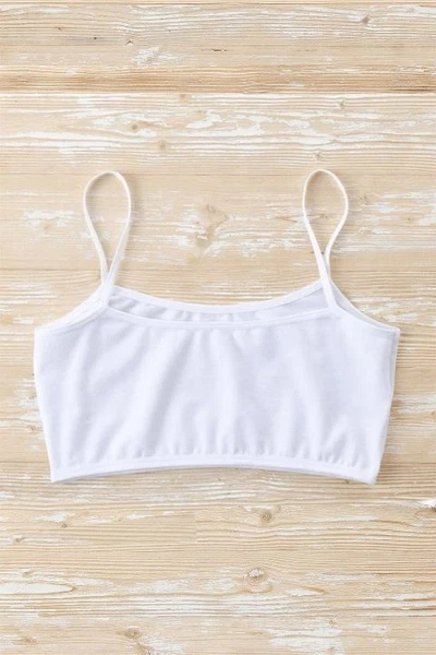 Beyaz 3lü Kız Çocuk Yarım Atlet Pedsiz Pamuklu Alıştırma Sütyeni Arma Yıldız 7545 - 3 ADET