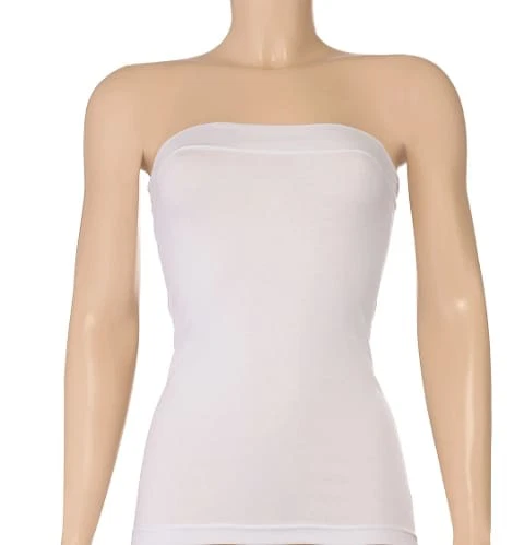 Beyaz 3'lü Paket Likralı Straplez Kadın Atlet Yıldız 2180