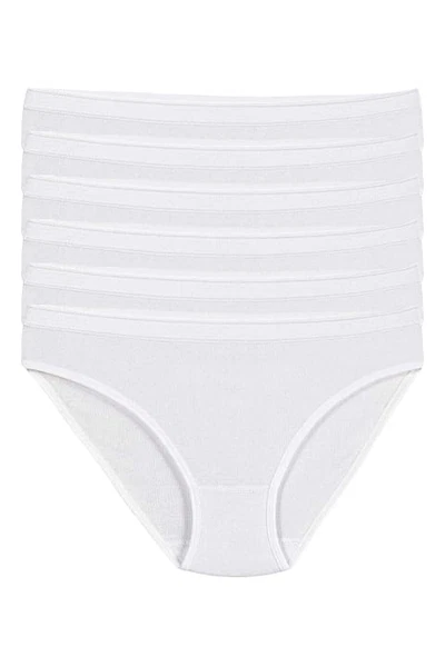 Beyaz 6'lı Paket %100 Pamuk Kemerli Kadın Bikini Külot Yıldız 3700