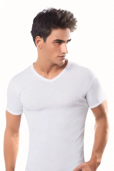 V Yaka Kısa Kol lu Beyaz Erkek Atlet Fanila Sistina 10