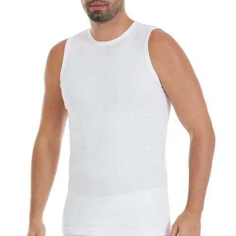 Bisiklet Yaka Pamuk 3'lü Paket Erkek Beyaz Sıfır Kollu Ribana Atlet Yıldız 10