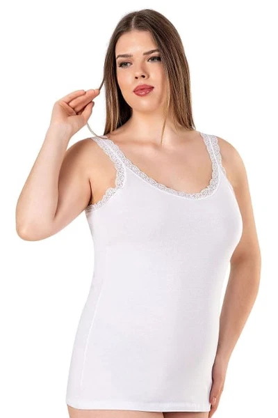 Büyük Beden Pamuklu Yakası Dantel Detaylı Kalın Askılı Kadın Atlet Özkan 26802