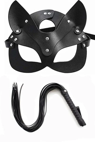 Deri Fantezi Harness Maske Kırbaç Seti missisX 6024