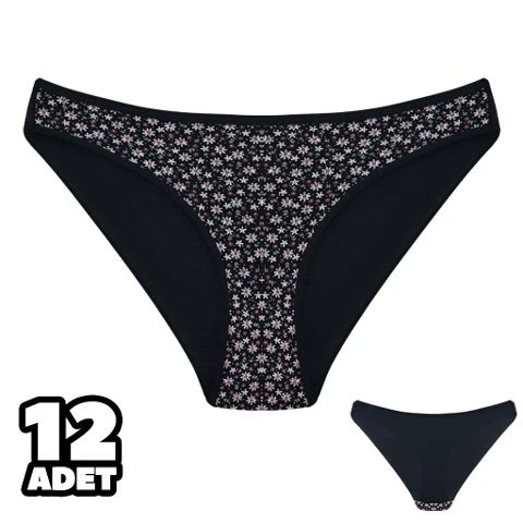 İnce Çiçek Desenli Bayan Bikini 12'li Dondeza 101-146