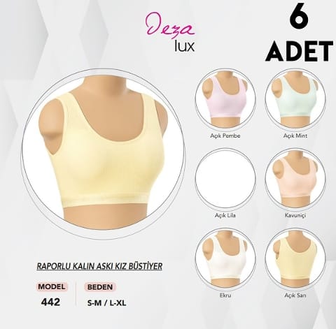 6'lı Raporlu Kalın Askılı Kız Çocuk Büstiyer Dondeza 442