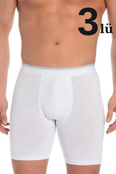 Erkek Beyaz Likralı Uzun Boxer 3'lü Paket Arma Yıldız 1173 - 3 ADET