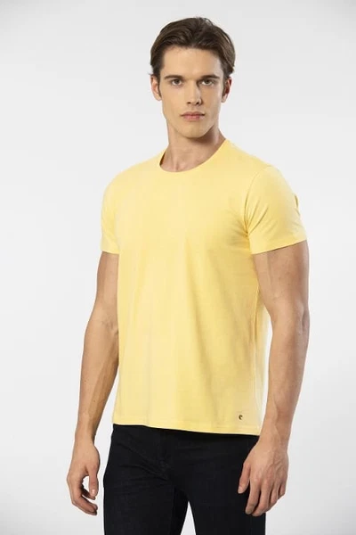 Bisiklet Yaka Pamuklu Likralı Erkek T-shirt Cacharel 1331