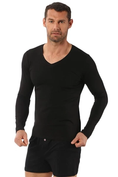 Erkek Penye Likralı Pamuklu V Yaka Uzun Kol T-Shirt Özkan 0274