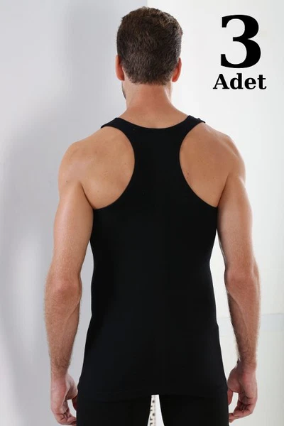 Erkek Siyah Ribana Sporcu Atlet 3lü Paket Arma Yıldız 1008 - 3 ADET