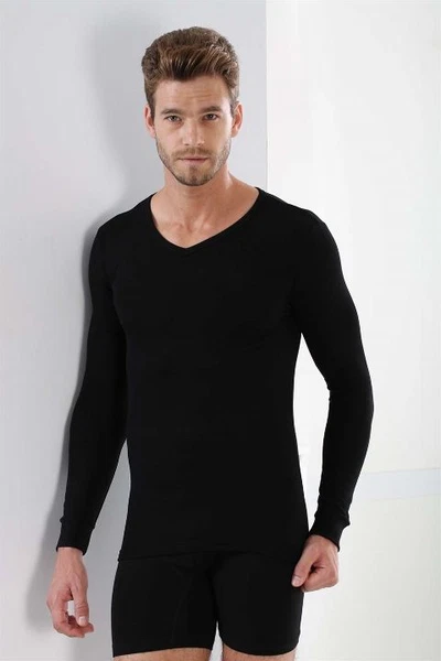 Erkek Siyah Ribana Uzun Kol V Yaka Badi Arma Yıldız 1127