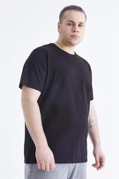 Erkek Siyah %100 Pamuk Büyük Beden Sifir Yaka Tişört Arma Yıldız 9161