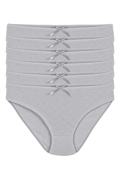Gri 6'lı Paket Pamuk Kalpli Kadın Bikini Külot Yıldız 3574