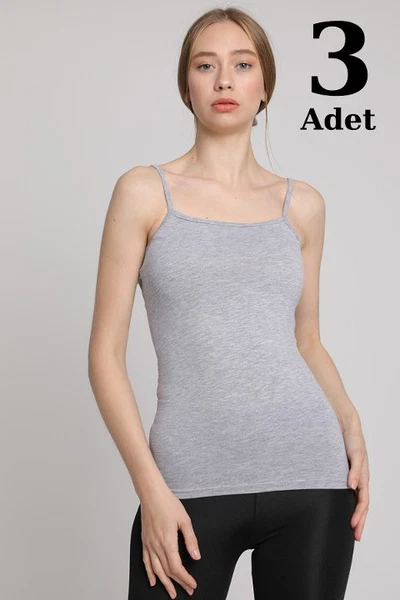 Gri Likralı İp Askı Atlet 3lü Paket Arma Yıldız 3356 - 3 ADET