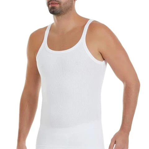 İnce Askılı Beyaz 3'lü Paket Likralı Kaşkorse Erkek Atlet Yıldız 310