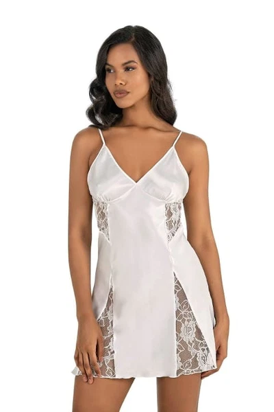 İnce Askılı Ekru Kısa Saten Gecelik Ahu Primoda 8204